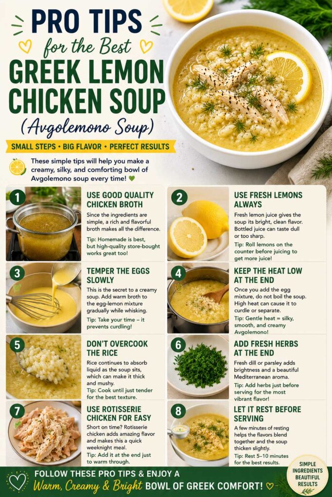 authentic Greek soup recipe with rice and chicken tips