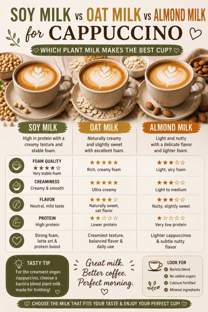 Comparing plant-based milks for cappuccinos