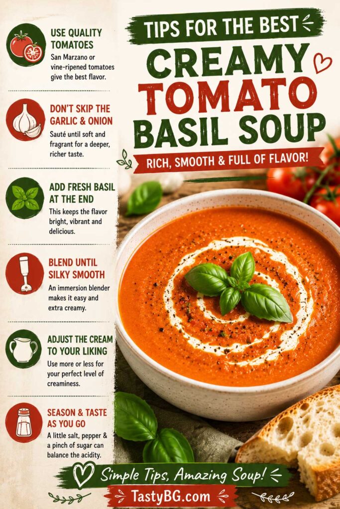 Creamy tomato basil soup tips