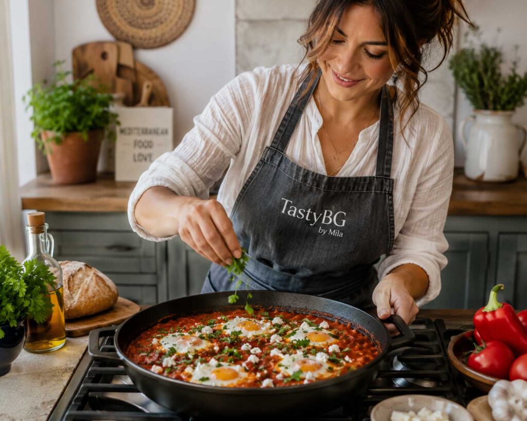 Making Mediterranean shakshuka recipe