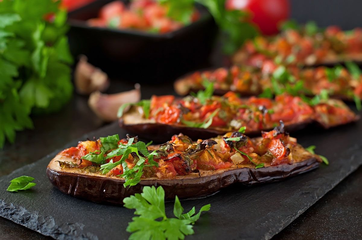 Baked Eggplant With Tomatoes Garlic And Paprika