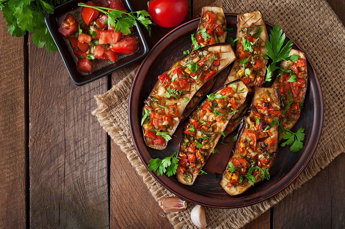 Baked Eggplant With Tomatoes Garlic And Paprika