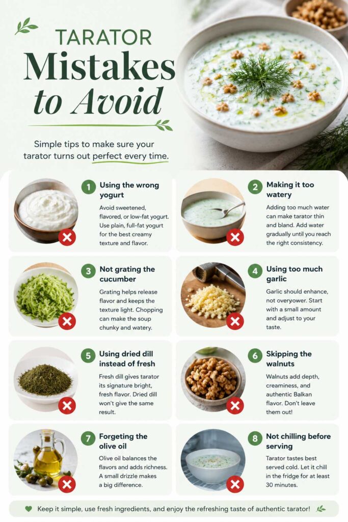 Cooking mistakes to avoid in Authentic Tarator recipe