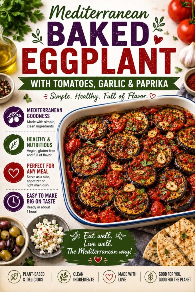 Mediterranean Baked Eggplant with tomatoes