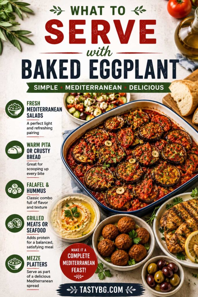 Serve with baked eggplant With Tomatoes recipe