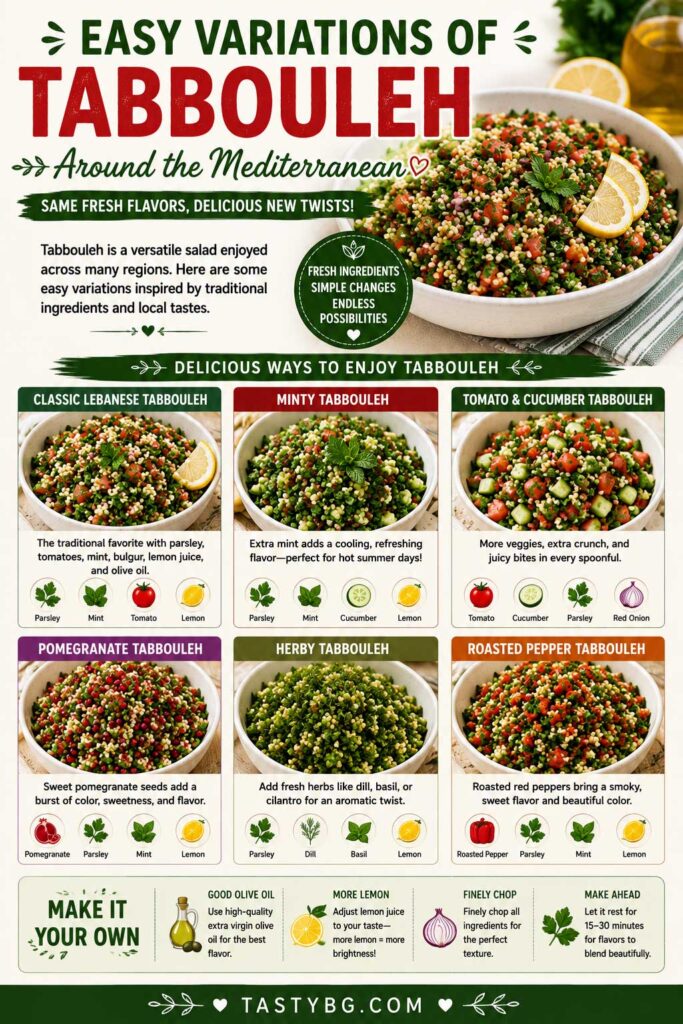 Lebanese tabbouleh salad variations around the Mediterranean
