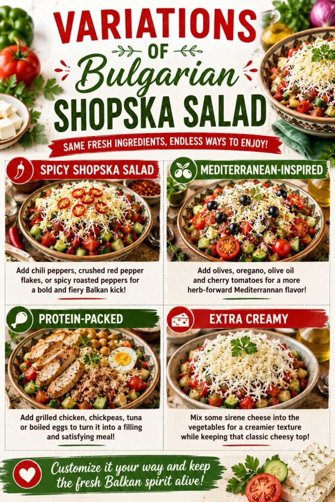 Variations of Bulgarian Shopska salad recipe
