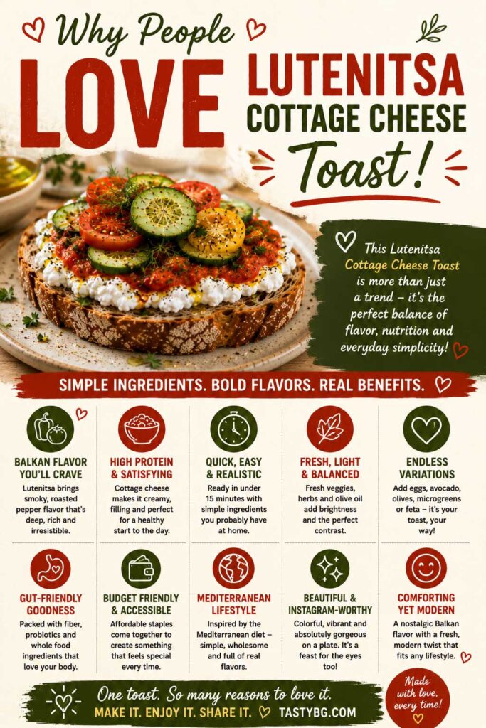 healthy Balkan breakfast toast with cottage cheese