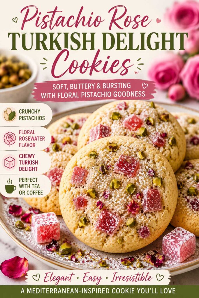 Pistachio rose Turkish delight cookies