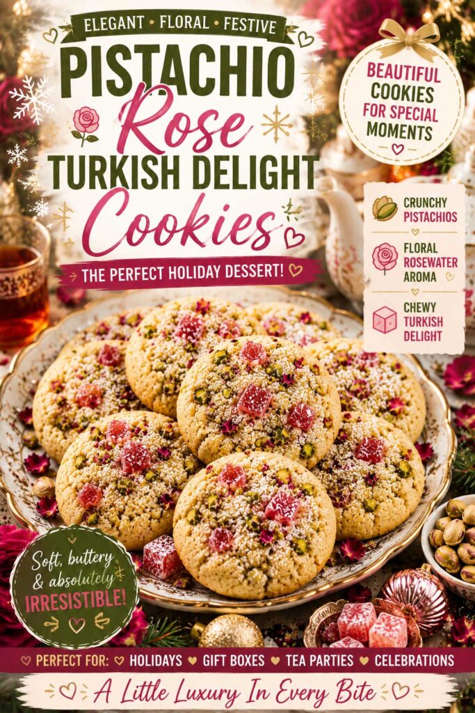 easy pistachio rose Turkish delight cookies recipe