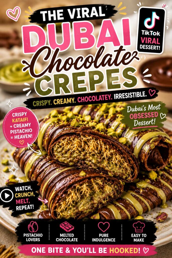 Dubai pistachio dessert crepes recipe