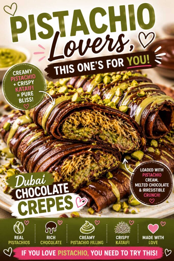 Middle Eastern chocolate dessert chocolate pistachio crepes