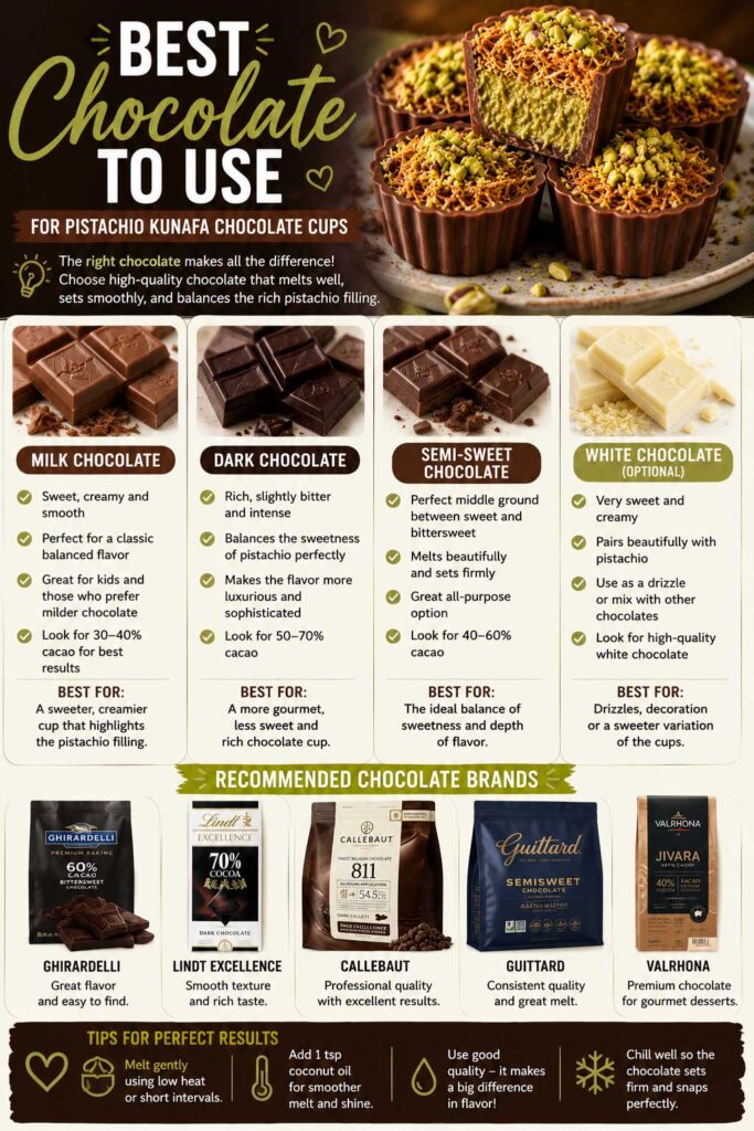 Best chocolate choices for kunafa cups recipe