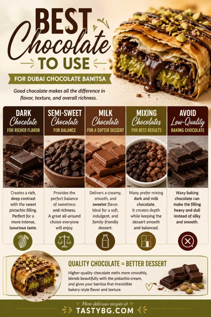 Best chocolate for Dubai Chocolate Banitsa recipe