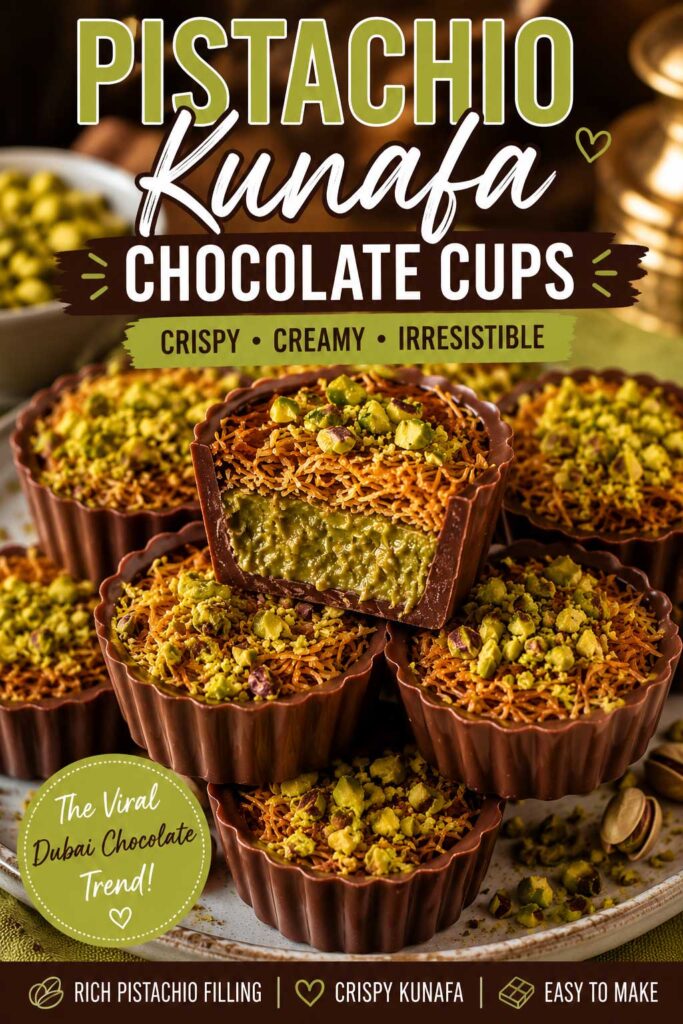 pistachio kunafa chocolate cups