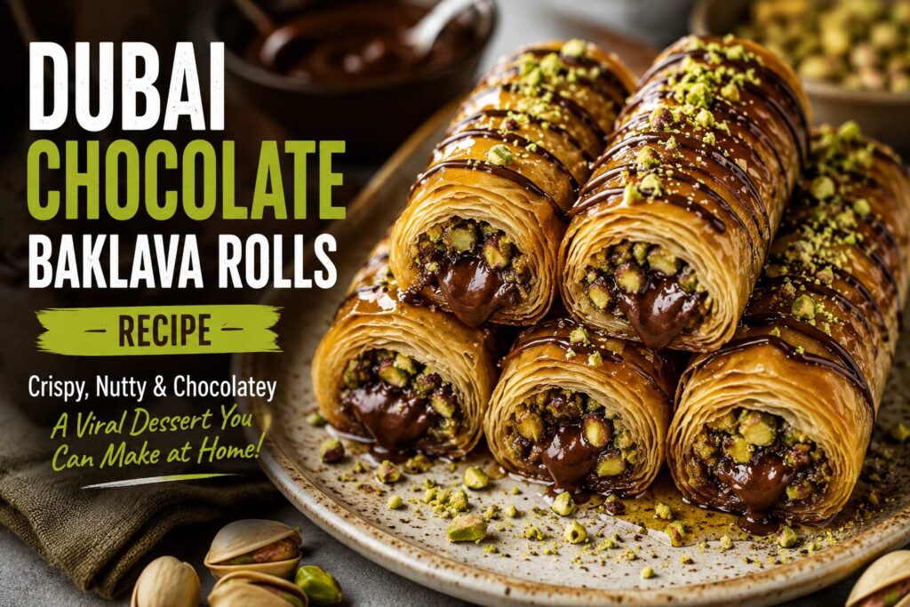 Chocolate pistachio baklava rolls recipe