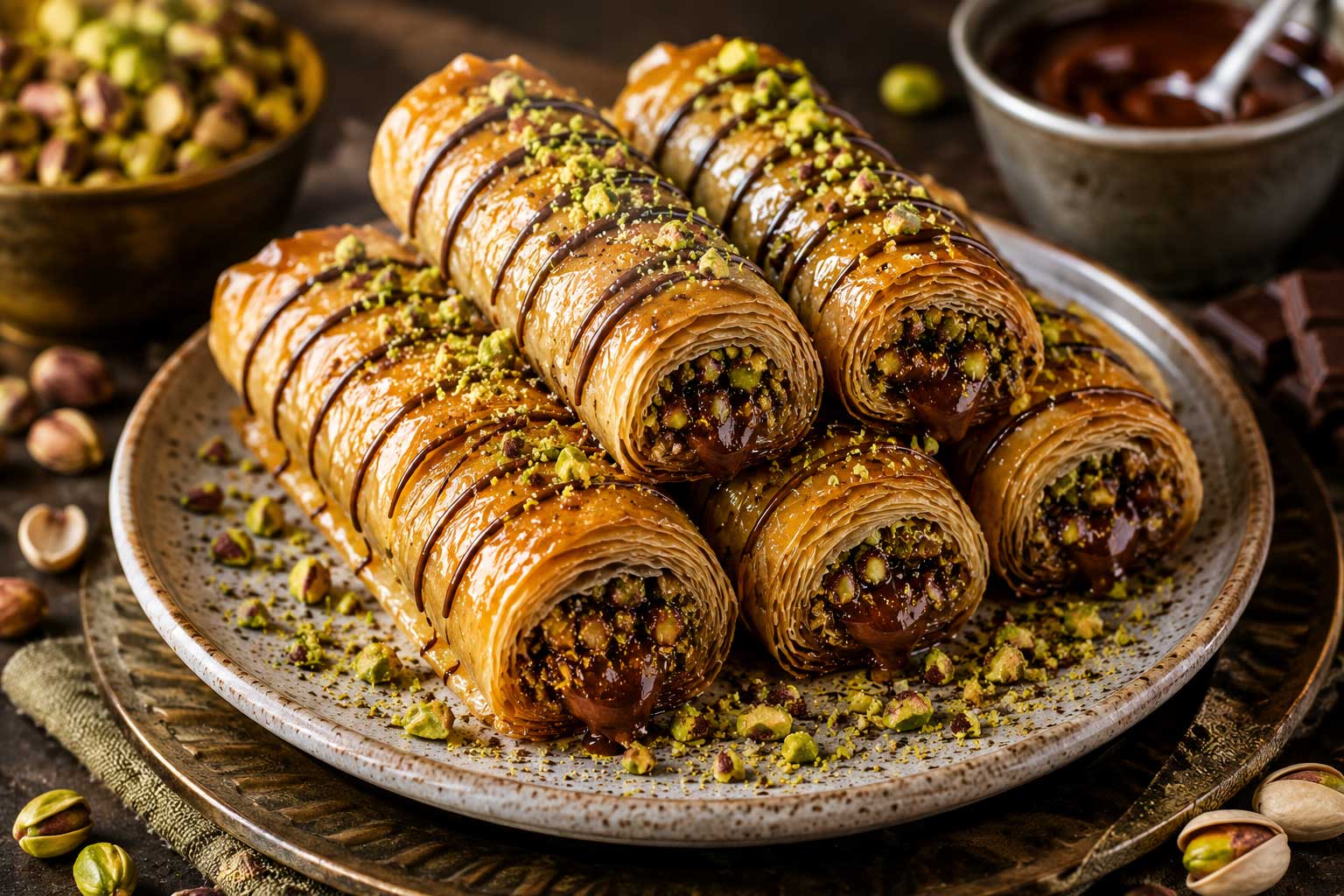 Dubai Chocolate Baklava Rolls Recipe