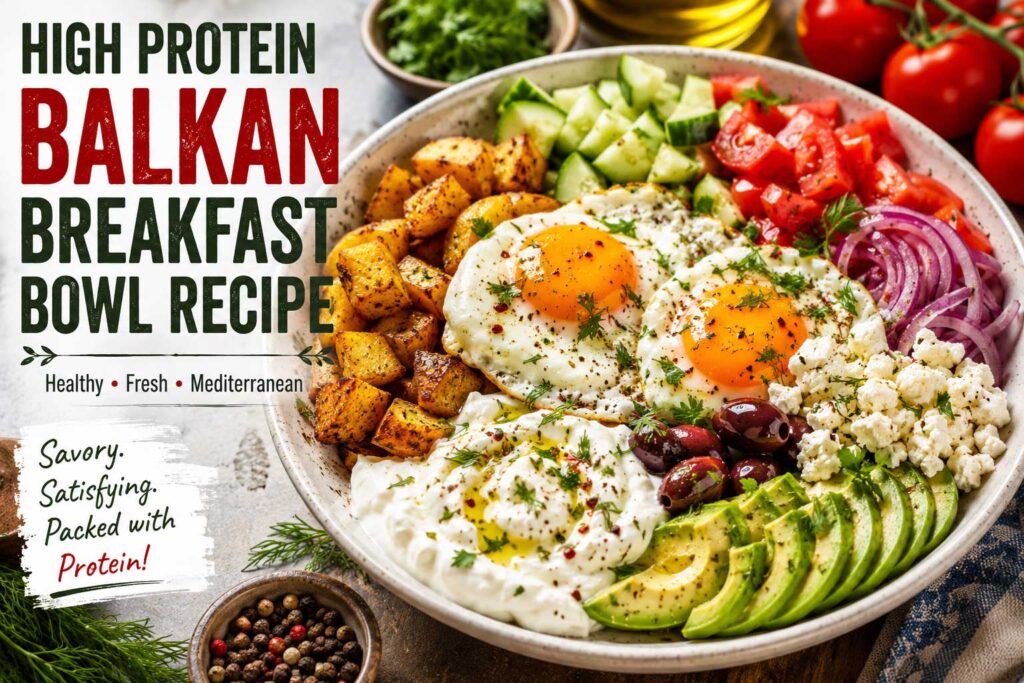 high protein Balkan breakfast bowl