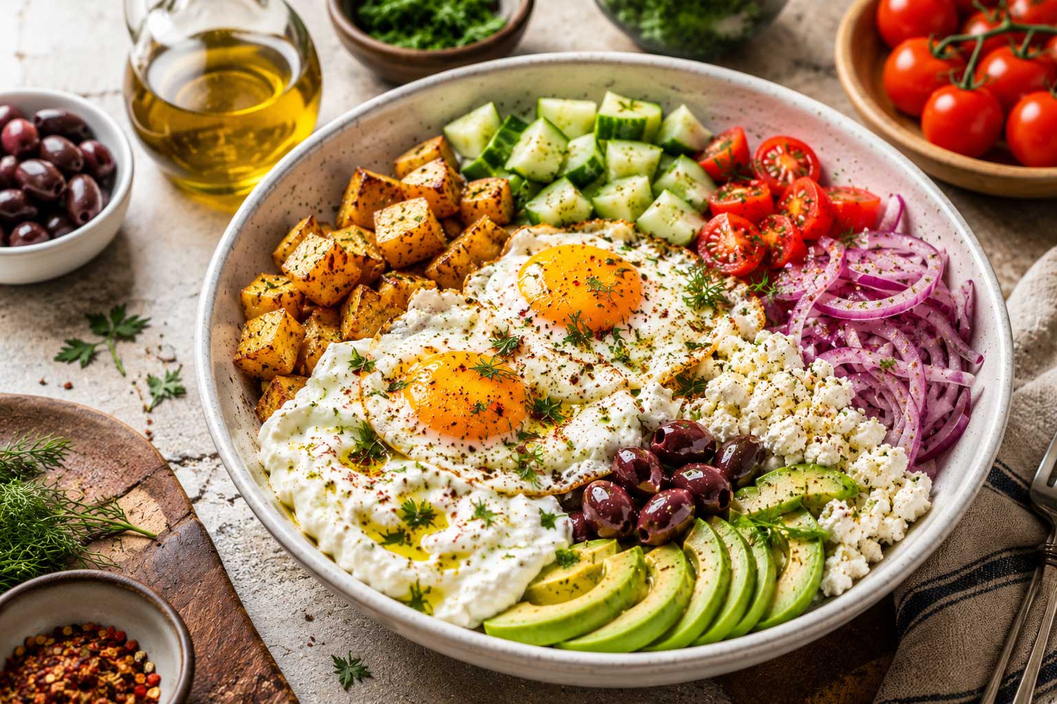 high protein balkan breakfast bowl recipe