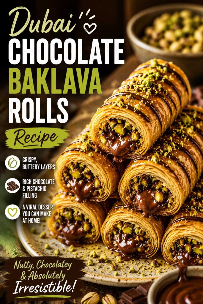 Dubai Chocolate Baklava Rolls Recipe