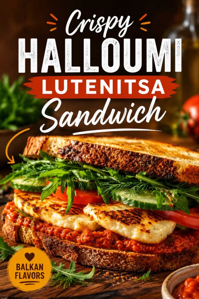Crispy halloumi lutenitsa sandwich recipe