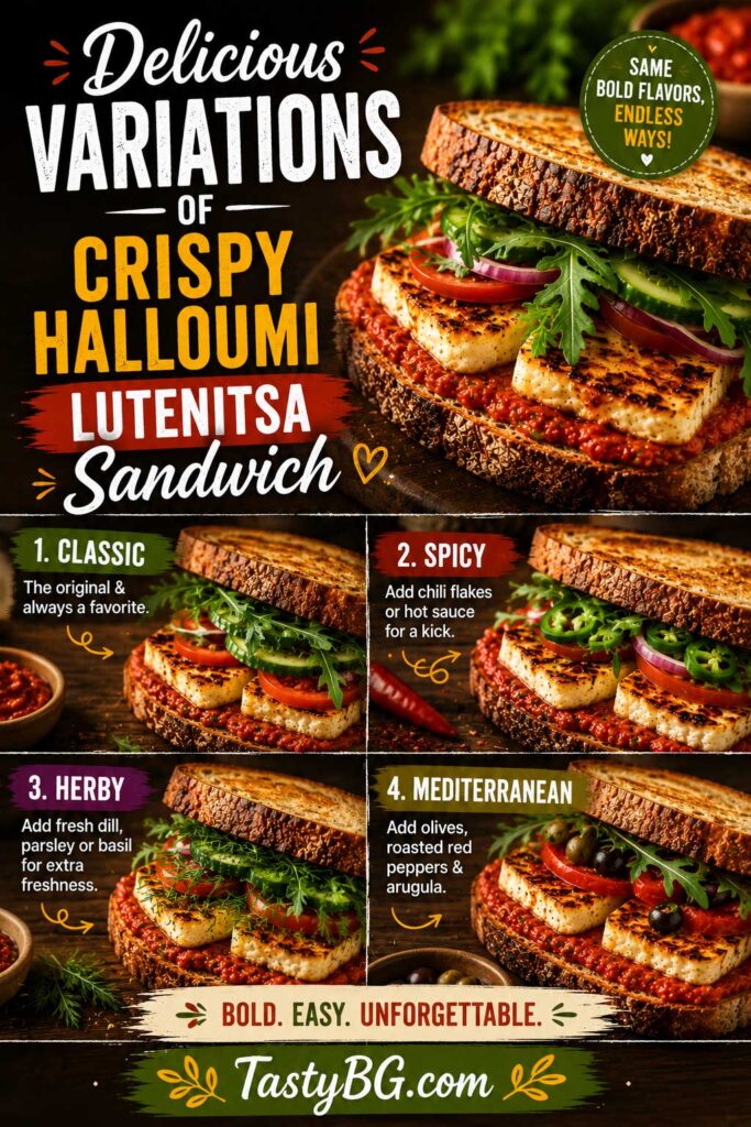 Delicious Variations of Crispy Halloumi Lutenitsa Sandwich recipe