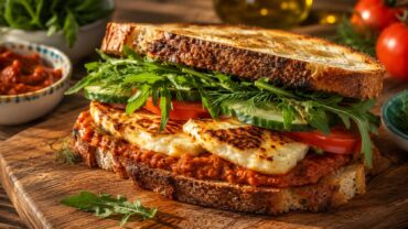 crispy halloumi lutenitsa sandwich recipe