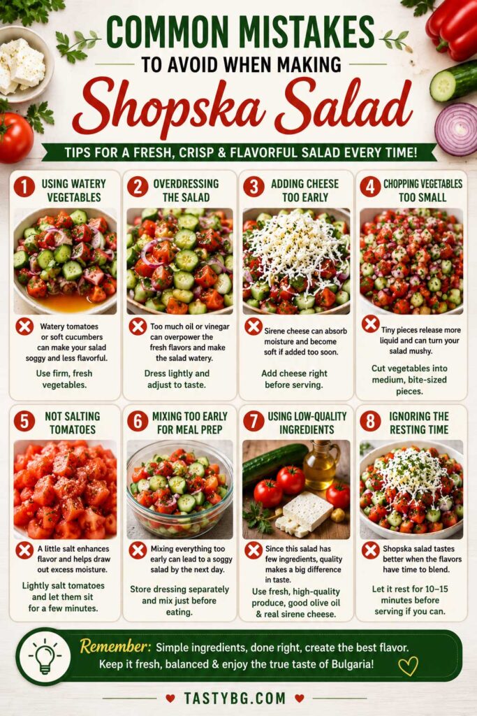 Common mistakes in Shopska salad prep meal recipe