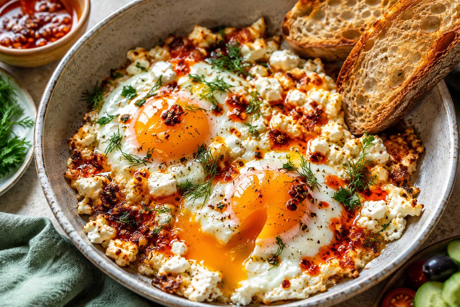 Crispy Feta Fried Eggs With Chili Oil Recipe