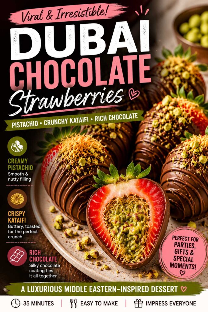 Dubai chocolate strawberries with pistachios