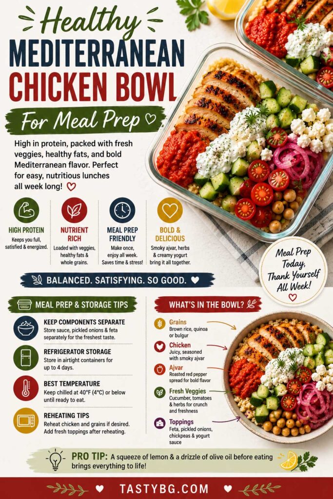 Healthy Mediterranean Chicken Bowl For Meal Prep