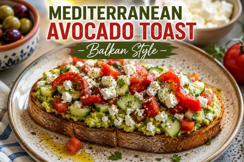 Mediterranean breakfast toast recipe with avocado