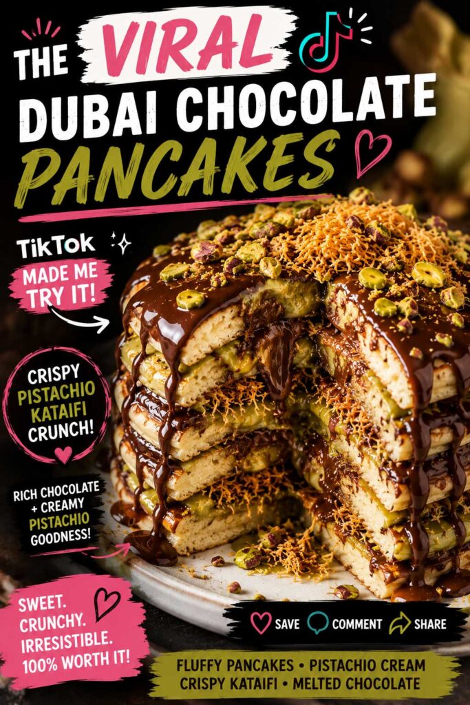 TikTok Dubai chocolate pancakes recipe