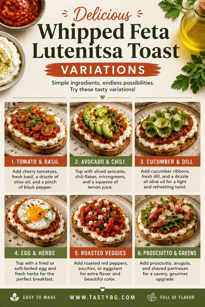 Variations Of Whipped Feta Lutenitsa Toast recipe