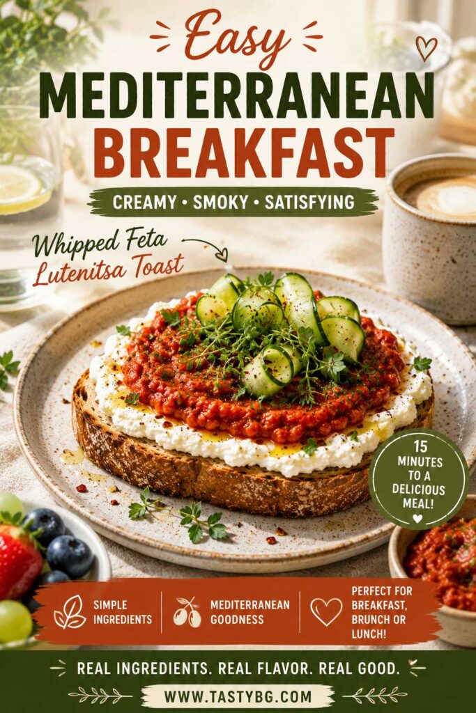 Whipped Feta Lutenitsa Toast Mediterranean recipe