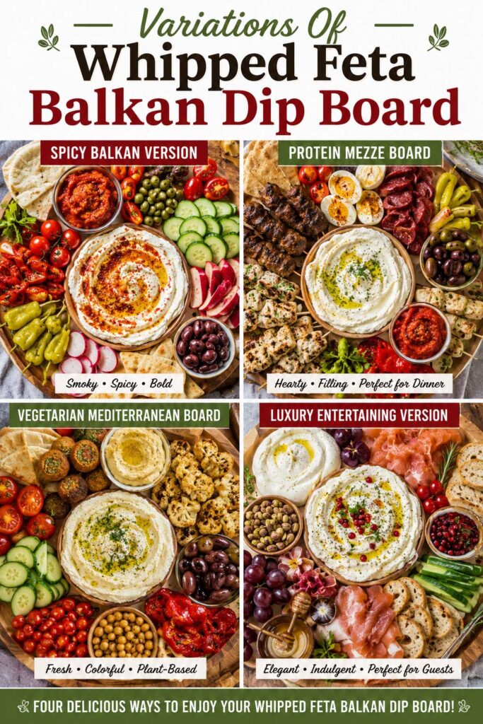Whipped feta Balkan dip board variations