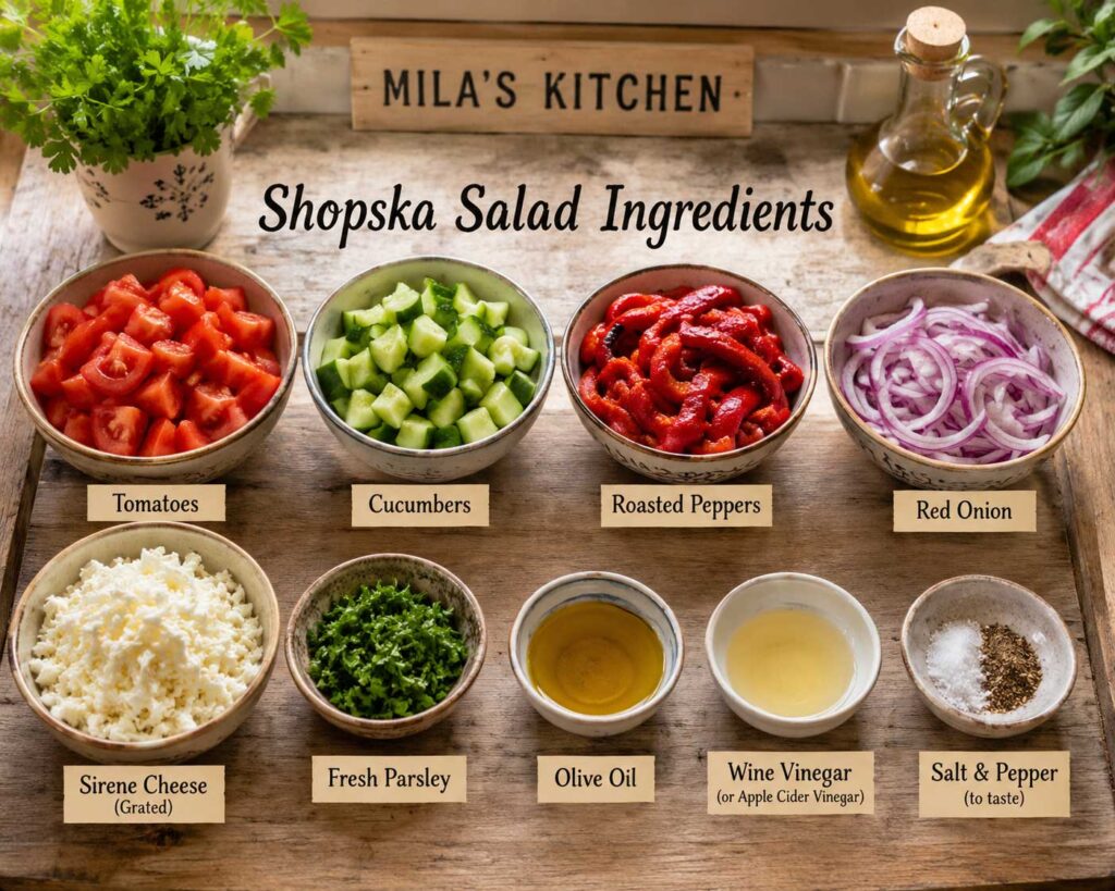 shopska salad meal prep ingredients