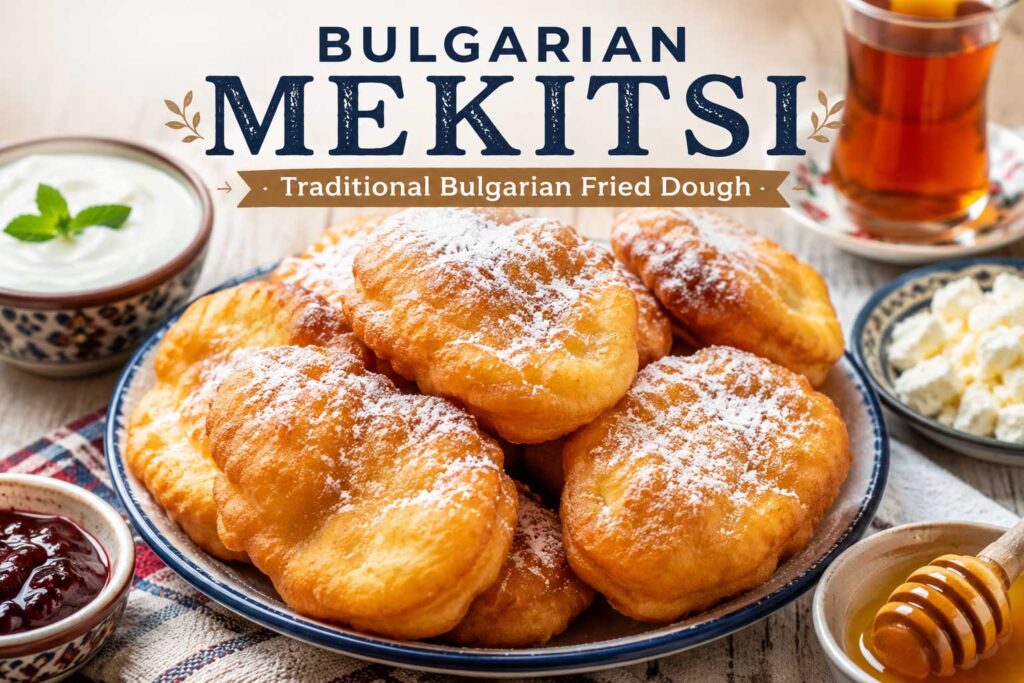 Bulgarian mekitsi recipe with traditional toppings