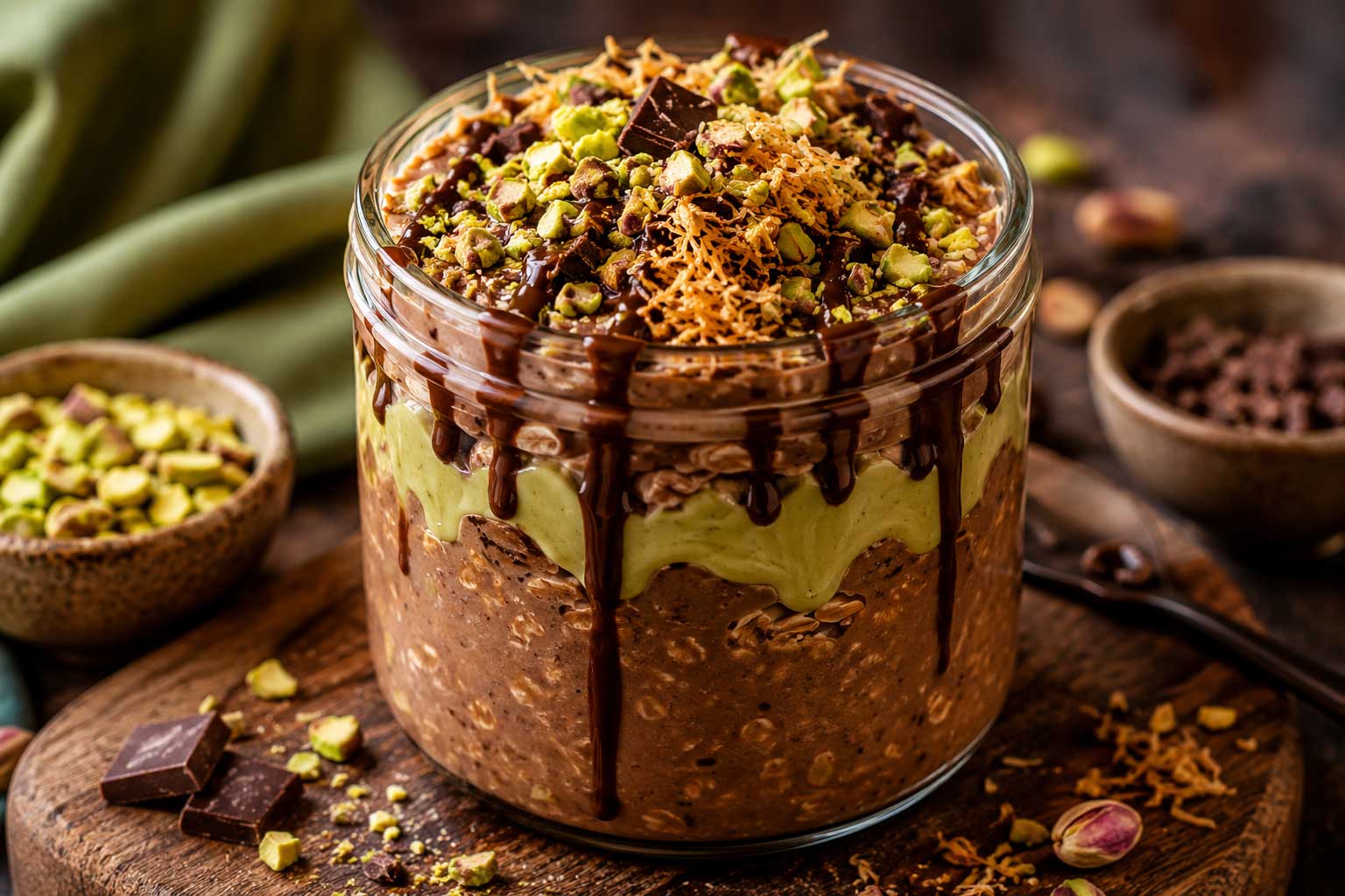 Dubai Chocolate Overnight Oats Recipe