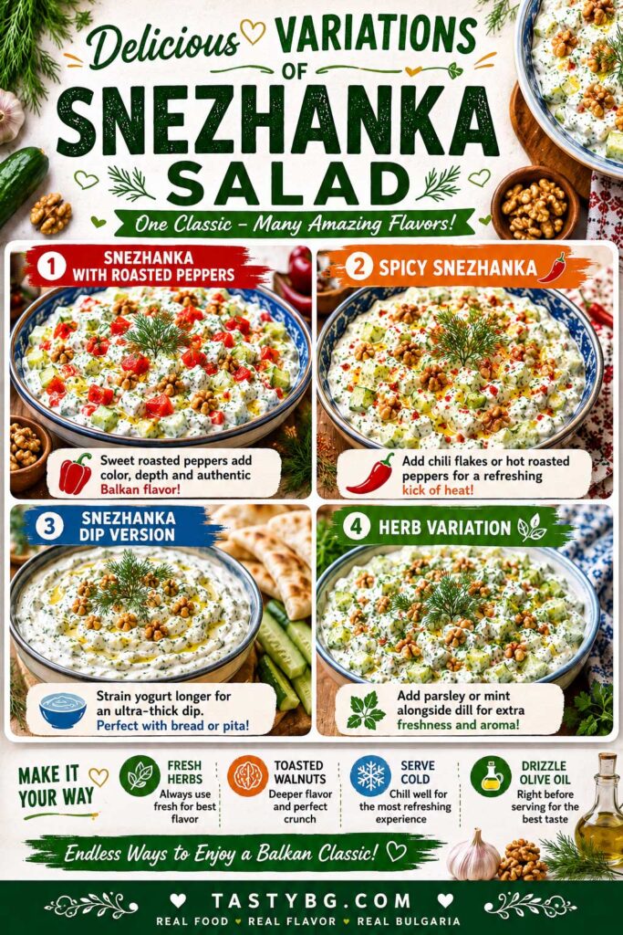 Easy Variations of Bulgarian Snezhanka Salad recipe