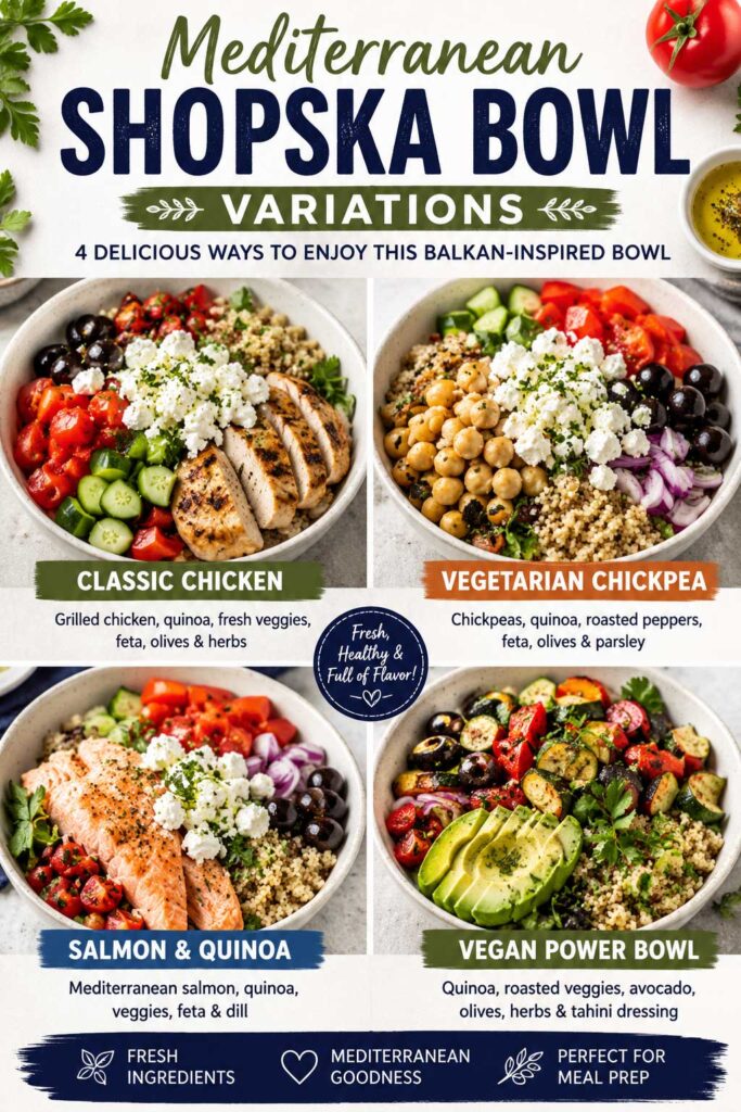 Mediterranean Shopska Bowl Variations infographic