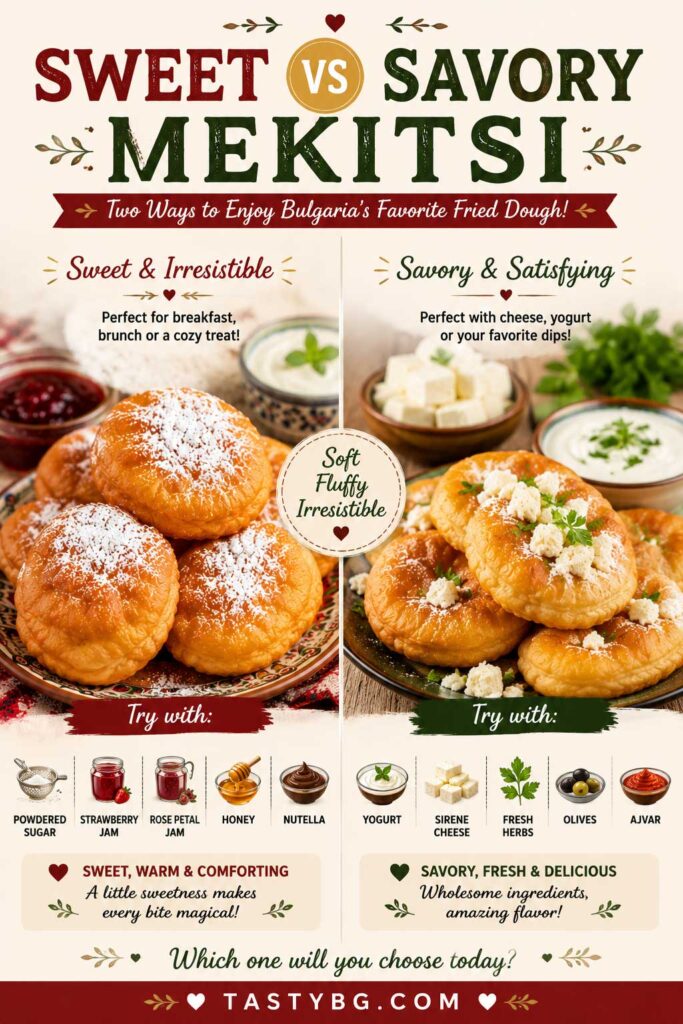 Sweet mekitsi vs savory mekitsi recipe comparison
