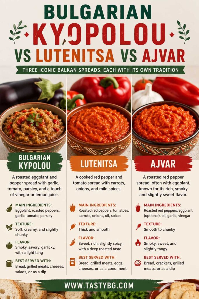 Bulgarian Kyopolou vs Lutenitsa vs Ajvar comparision
